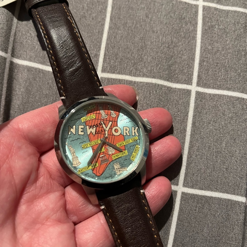 Fossil New York Dial Watch with Brown Leather Strap NWT